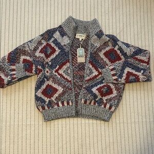Fat Face Knit Cardigan - Gray, Blue & Red- Oversized!